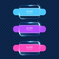 Glassmorphism neon buttons set modern UI design Royalty Free Stock Photo