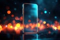 Glassmorphism smartphone, transparent glass plates with mobile app ui. Frosted glass phone screen with blurred abstract shapes,