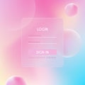 Glassmorphism vector concept. Glass effect login page. Mobile app login and signup UI concept. Blurered sign up form design