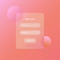 Glassmorphism vector concept. Glass effect login page. Mobile app login and signup UI concept. Blurered sign up form design