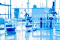Glassware equipment in laboratory for science or chemical experiments, medical and pharmaceutical research concept Royalty Free Stock Photo