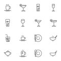 Glassware line icons set