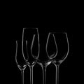 Glassware selection with wine, champagne and liquour glasses on the dark background Royalty Free Stock Photo