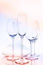 Glassware selection with wine, champagne, liquour glasses and de Royalty Free Stock Photo