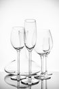 Glassware selection with wine, champagne, liquour glasses and de Royalty Free Stock Photo