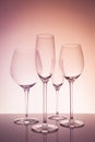 Glassware selection with wine, champagne and liquour glasses on Royalty Free Stock Photo