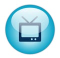 Glassy Blue Television Icon Royalty Free Stock Photo