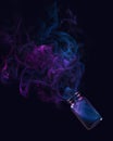 Glassy bottle with magical smoke