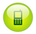 Glassy Green Mobile Phone Icon Royalty Free Stock Photo