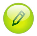 Glassy Green Pencil Icon Royalty Free Stock Photo