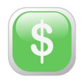 Glassy Green Square Dollar Icon