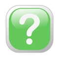 Glassy Green Square Question Mark Icon