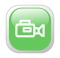 Glassy Green Square Video Camera Icon