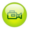 Glassy Green Video Camera Icon Royalty Free Stock Photo