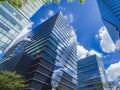 Glassy highrises along 5th avenue, Bonifacio Global City in Philippines. A modern central business district