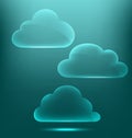 Glassy infographic clouds icons on cyan