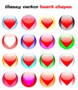 Glassy vector heart shapes Royalty Free Stock Photo