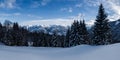 View of a winter landscape in Obwalden, Switzerland, taken at the Glaubenberg