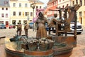 Glauchau, Germany - May 17, 2023: Historical market square in Glauchau, a town in the German federal state of Saxony, on the right