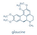 Glaucine alkaloid molecule. Found in yellow hornpoppy Glaucium flavum and a number of other plants. Skeletal formula.