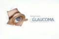 Glaucoma disease poster with  blue eye on left. Royalty Free Stock Photo