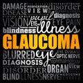 Glaucoma is a group of eye diseases that result in damage to the optic nerve or retina and cause vision loss, word cloud medical