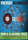 Glaucoma Week Design with Eye Affected for High Intraocular Pressure, Vector Illustration