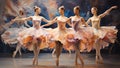 Glaze painting: A graceful, ballet-inspired scene, capturing the fluid movement and poise of dancers in motion, all painted in the