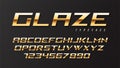 Glaze vector shiny golden display font design, alphabet, charact