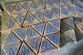 Glazed ceramic floor tile stored in the basement of Scotty`s Castle, Death Valley, California
