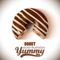 Glazed chocolate donut 3D. Realistic chocolate donut for Your bu
