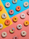 Glazed colorful donuts background, top view Royalty Free Stock Photo