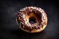 Glazed Donut doughnut closeup isolated isolated on dark background. display, whole and side view. full view. closeup view