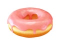 Glazed donut or doughnut with pink frosting 3d rendering