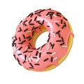 Glazed donut or doughnut with sprinkles 3d rendering Royalty Free Stock Photo