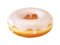 Glazed donut or doughnut with white frosting 3d rendering