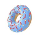 Glazed donut with sprinkles. 3d rendering, isolated on white background.