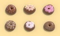 Glazed Donuts Collection 3d realistic design set of elements. Sweet food, donuts with sprinkle Royalty Free Stock Photo