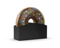 Glazed donuts paper holder mock up, doughnut with holder packaging on isolated white background