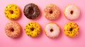 Vibrant Drugcore Donut Flatlay On Pink Background