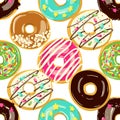 Glazed Donuts seamless pattern. Bakery Vector illustration. Royalty Free Stock Photo