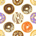 Glazed Donuts seamless pattern. Bakery Vector illustration. Royalty Free Stock Photo