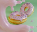 Glazed donuts or with sprinkles 3d rendering Royalty Free Stock Photo