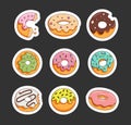 Glazed donuts with sprinkles. Sticker Bookmark