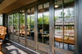 Glazed entrance to the restaurant Royalty Free Stock Photo