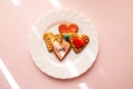 Glazed heart shaped cookies. LGBT and love text. Baking with love for Valentine`s day, love and diversity concept