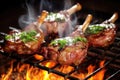 glazed lamb chops with barbecue smoke effect