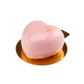 Glazed mini tart in the shape of a heart with cream