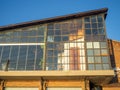 Glazed old loggia. Batumi architecture. Covered balcony in the restaurant