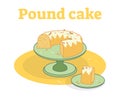 Glazed Pound cake on a plate vector illustration